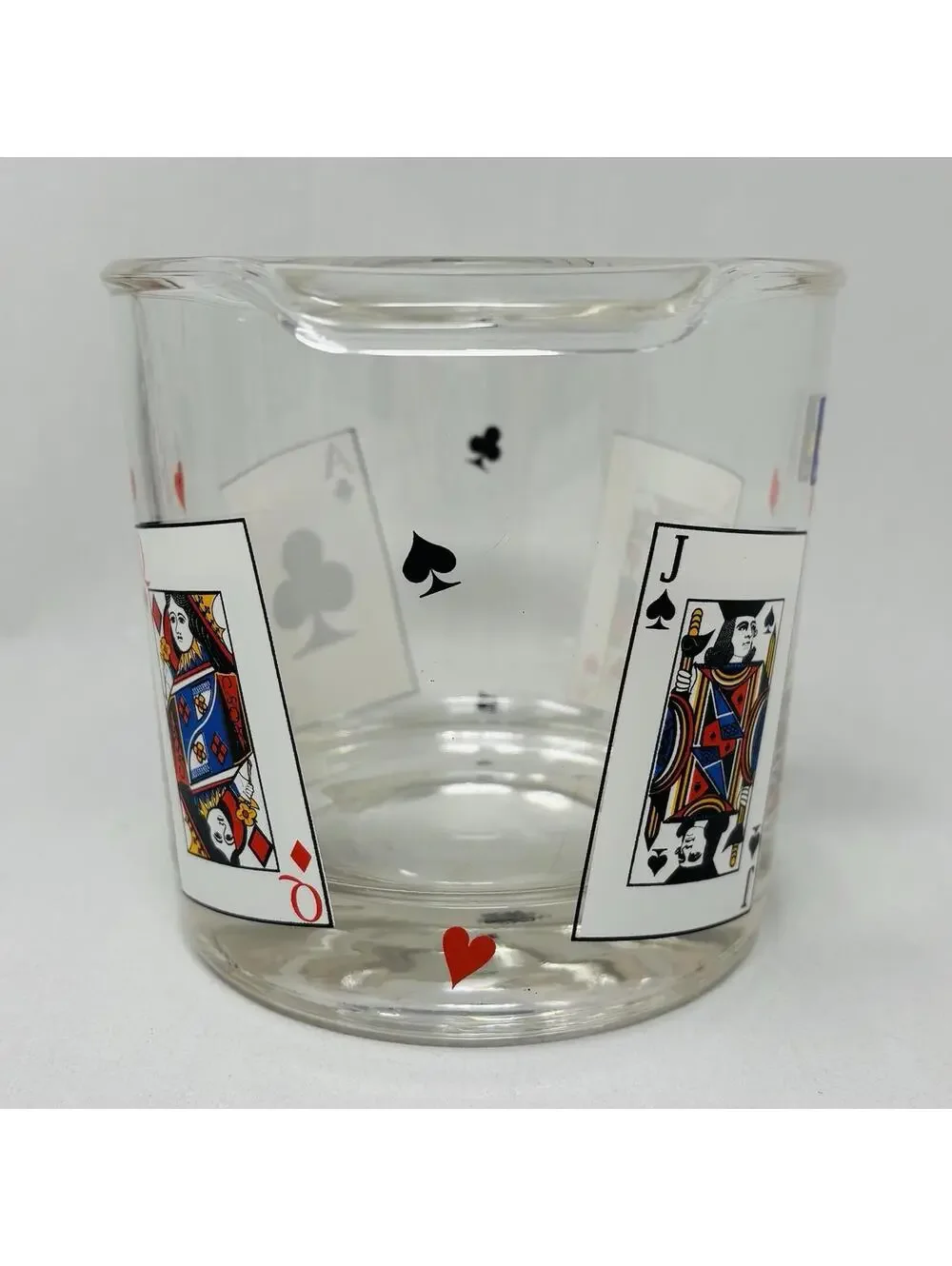 VTG Luminarc Card Party Ice Bucket MCM Glass Retro Poker Barware 6.5